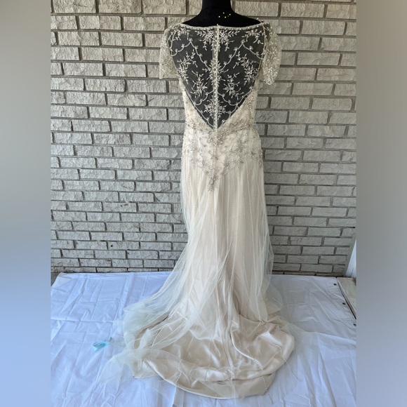 Maggie Sottero Haute Couture Tulle Beaded Jeweled Scallop Roaring 20’s Gown 12 - Picture 10 of 14